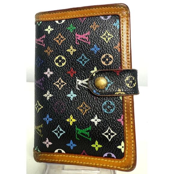 Louis Vuitton Multicolor Monogram Wallet Black Ltd Edition Takashi Murakami COA - Picture 2 of 8